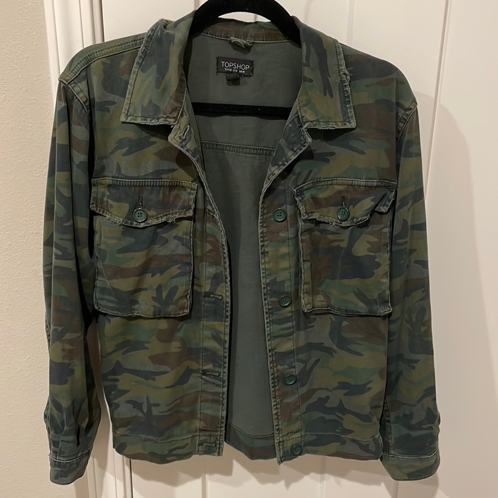 Topshop | Distressed Camo Jacket Size 6